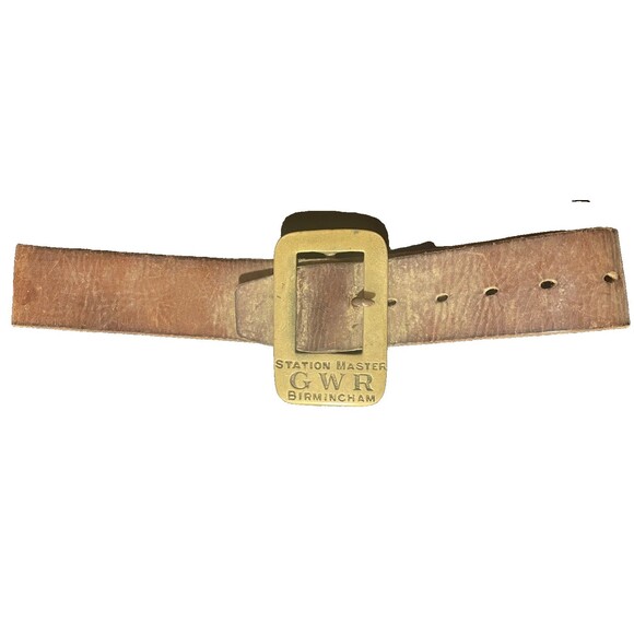 Vintage Great Western Railroad GWR Birmingham Station Master- Brass Belt Buckle - Picture 1 of 6
